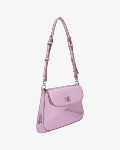 Small leather bag in METALLIC pink. Cross body, shoulder bag or